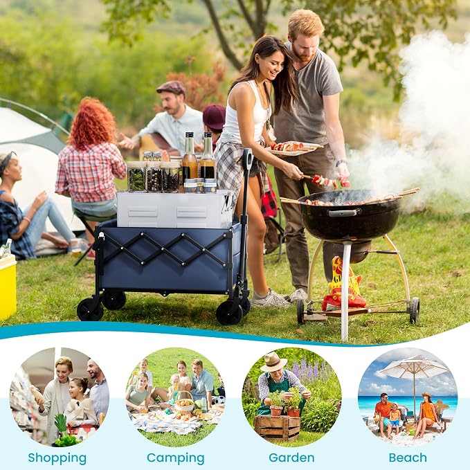 Collapsible Folding Wagon with Tailgate, Wagons Carts Foldable with 350lbs - Image 8