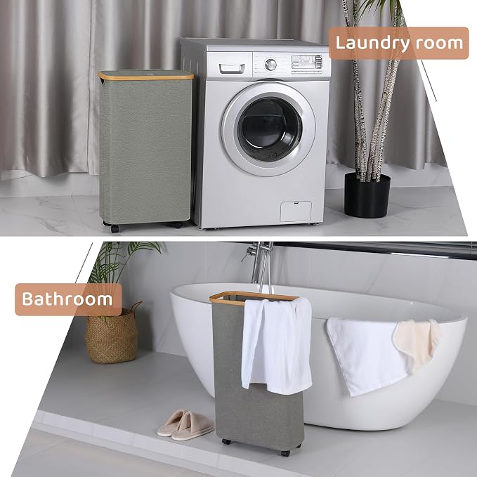 Slim Laundry Basket with Wheels, Narrow Hampers - Image 6