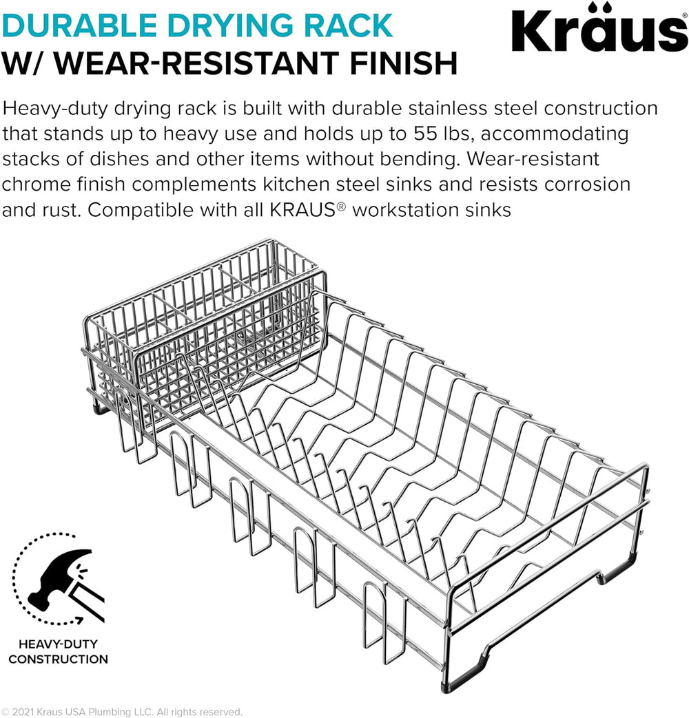 Kraus Workstation Kitchen Sink Dish Drying Rack Drainer and Utensil Holder, 1...