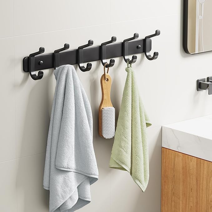 Coat Rack Wall Mounted Heavy-Duty: Metal Coat Hanger 6 Hooks - Image 3