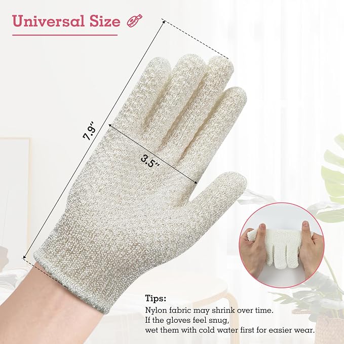 Evridwear Exfoliating Gloves for Shower, 100% Nylon Thick Soft Medium Heavy - Image 6