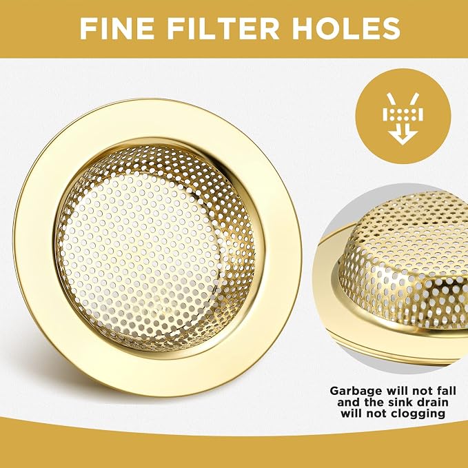 Retisee 2 Pcs Sink Strainer Stainless Steel Kitchen Sink Drain Strainer Basket - Image 3