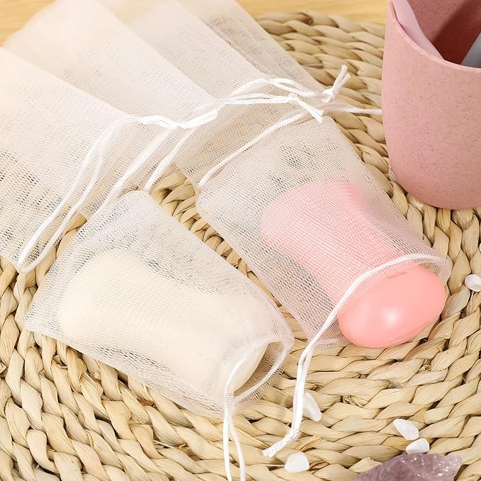 Mozeat Lens 20 PCS Exfoliating Mesh Soap Saver Pouch Bag Mesh Soap Bag Handmade - Image 3