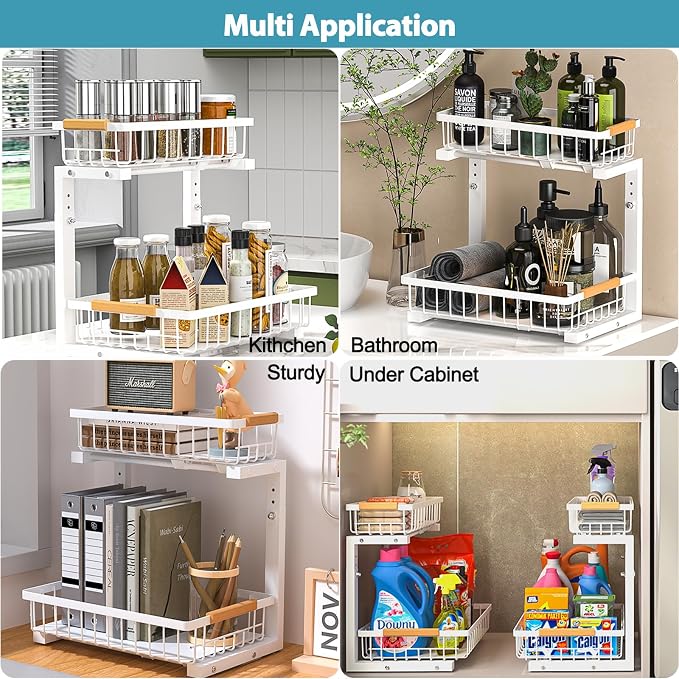 Under Sink Organizer 2 pack, 2 Tier Slide Out Under Sink Organizers And Storage - Image 8