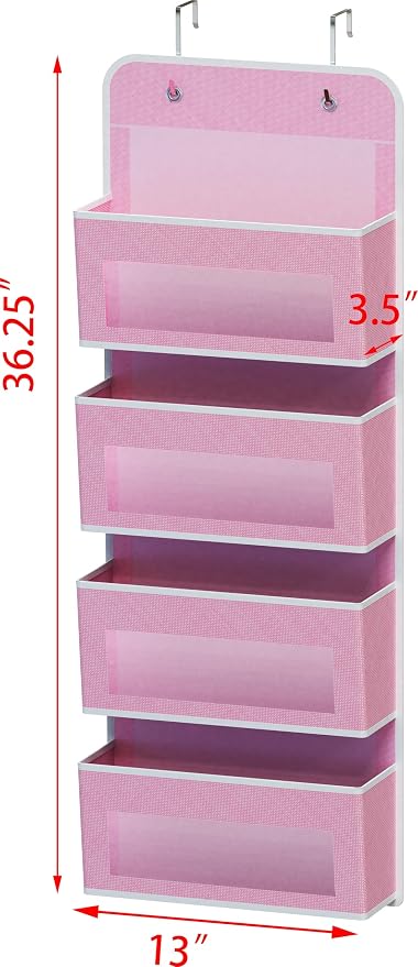 Simple Houseware 4 Clear Window Pocket Over Closet Door Storage Hanging - Image 2