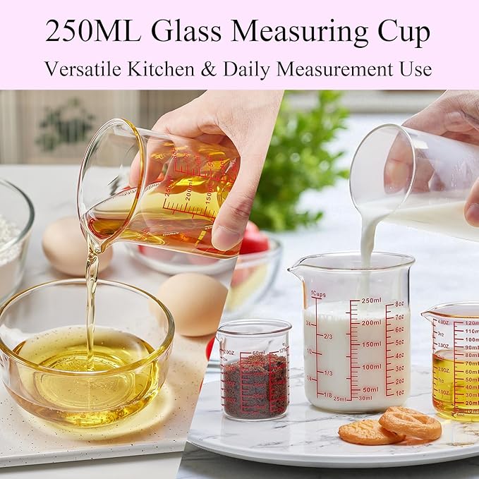 High Borosilicate Glass Measuring Cup Set-V-Shaped Spout，Includes 250ml - Image 5