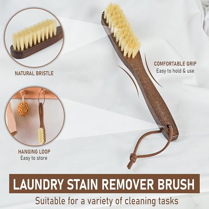 Takavu White Boar Bristle Laundry Stain Brush Set - Image 3