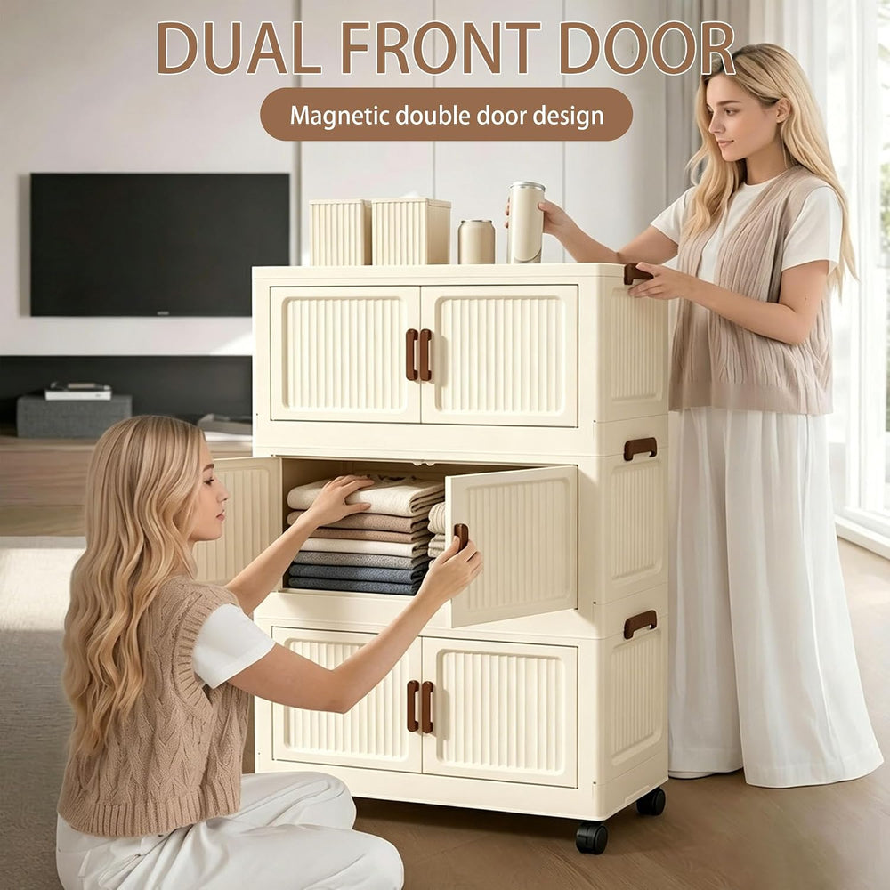 156QT Modular Stackable Storage Bins with Lids, Rolling Lidded Storage Contai...
