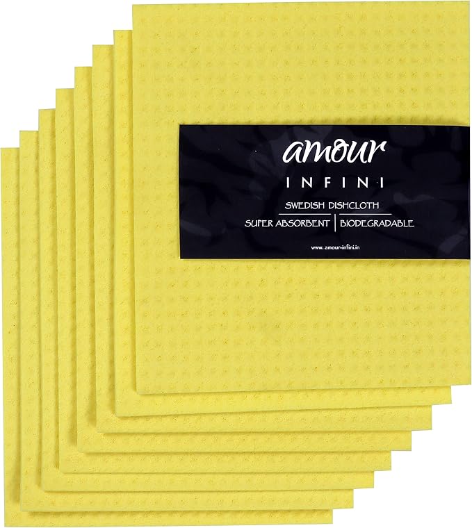 AMOUR INFINI Swedish Dishcloth Cellulose Sponge 8 Pack by AmourInfini