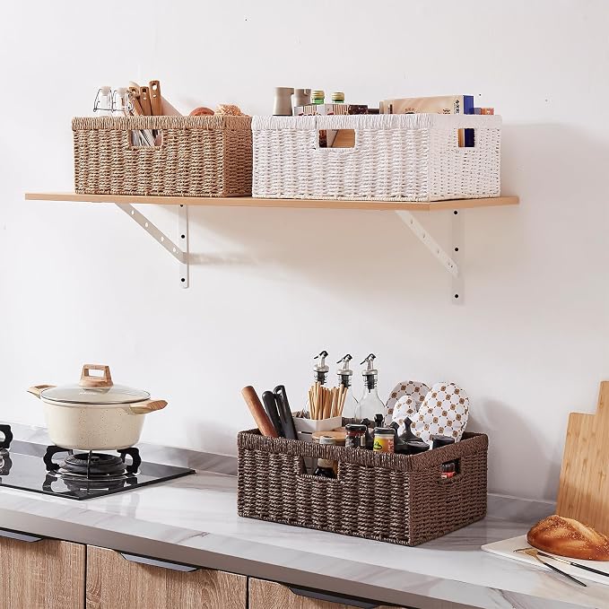 OIAHOMY Wicker Basket, Paper Shelf Basket - Image 8
