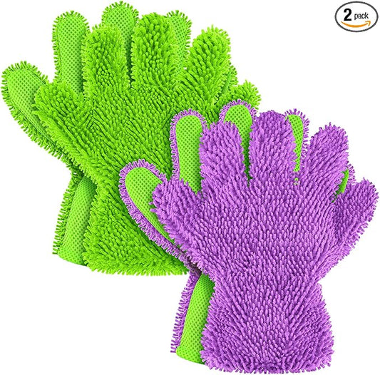 Ferraycle 2 Packs Car Wash Mitt 5 Finger Microfiber Wash Mitts Auto Car Dusting by Ferraycle