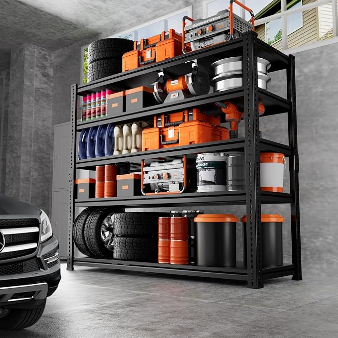 Storage Shelves Heavy Duty 4 PCS, 5-tier Adjustable Metal Industrial Utility - Image 2