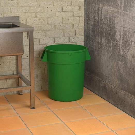 32 Gallon Green Round Commercial Trash Can - Image 4