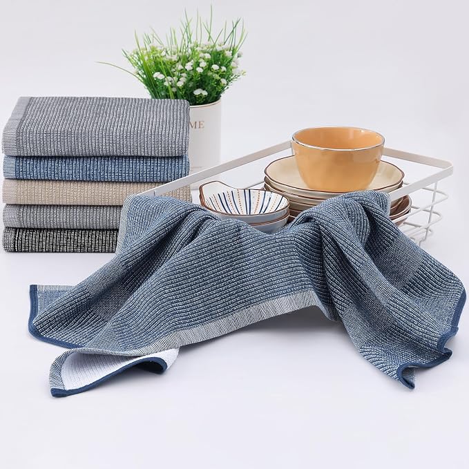 Homaxy Premium Kitchen Towels, Large Cotton Kitchen Hand Towels, Flat and Terry - Image 6