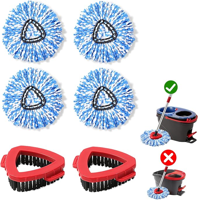 6 Pack Spin mop Replacement Head, Spin mop Scrub Brush, Microfiber Mop Refills by Unknown