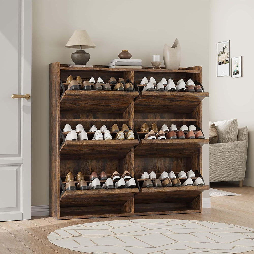 GarveeHome Shoe Cabinet with 6 Flip Drawers, Wooden Shoe Organizer Cabinet wi...