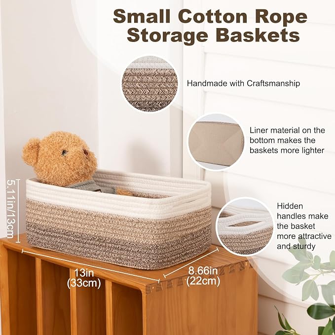 3 Pack Small Storage Baskets for Organizing, Cute Woven Decorative Gift Baskets - Image 2