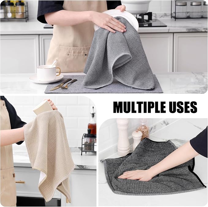 Homaxy Premium Kitchen Towels, Large Cotton Kitchen Hand Towels, Flat and Terry - Image 4
