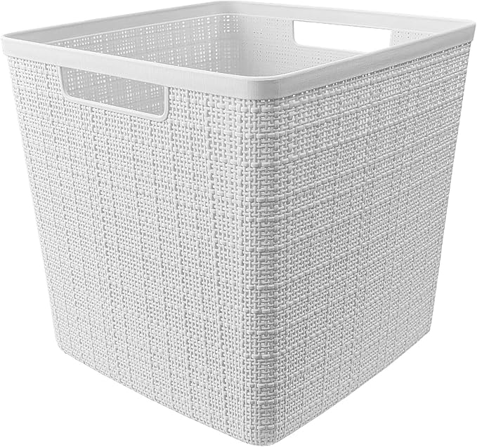 Curver Jute Decorative Plastic Organization and Storage Basket Perfect Bins - Image 3