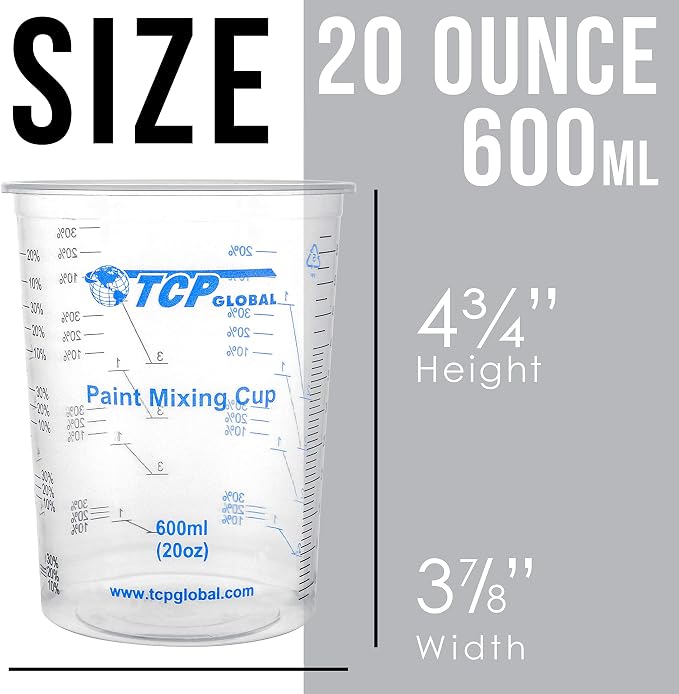 TCP Global 20 oz. Graduated Plastic Mixing Cups - Image 3