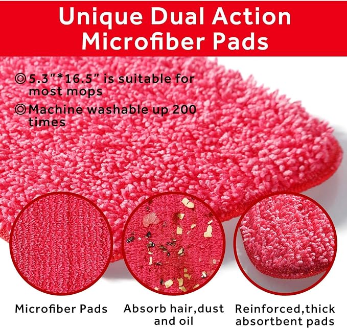 16.5 inch Mop Pads Refills, 3 Pack Microfiber Reusable Replacement Mop Pads - Image 2