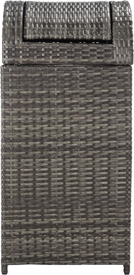 SAFAVIEH Outdoor Collection Mazeli Grey Brown Woven Swing Top Dome Lid Trash - Image 7