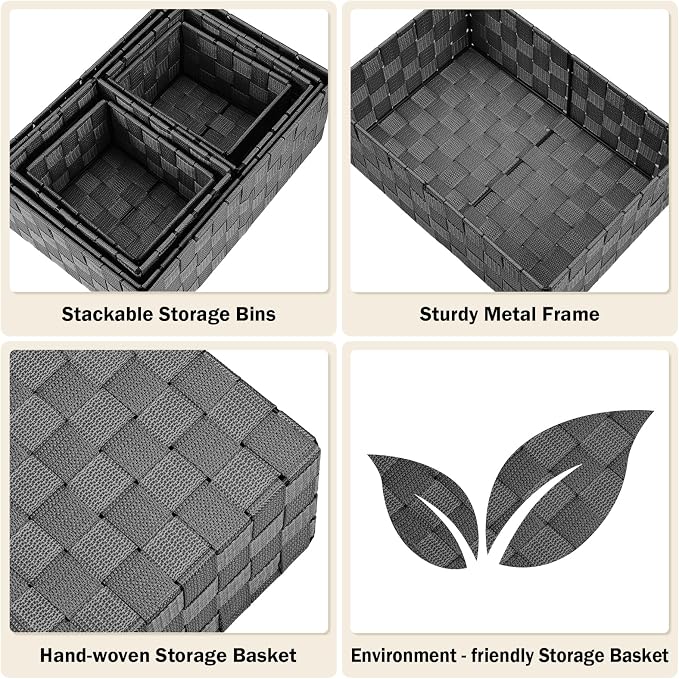 Woven Storage Baskets, Storage Bins, Cube Basket Container Baskets Storage - Image 4