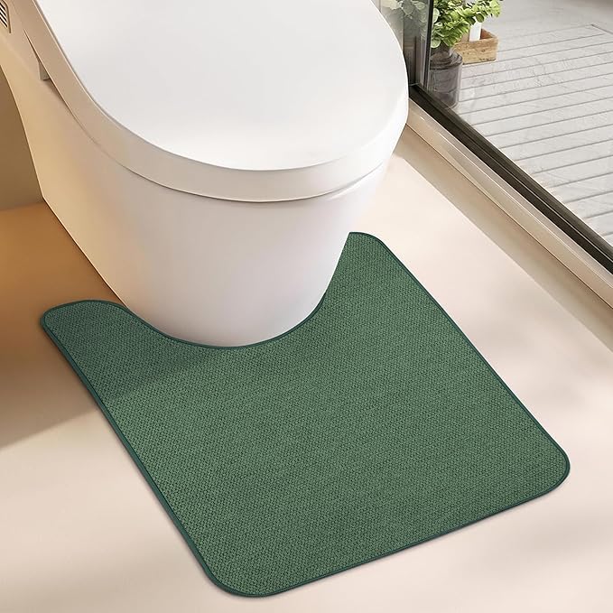 Toilet Rugs U Shaped Bathroom Rug, Machine Washable Non Slip Quick Dry Super by BosapDirect