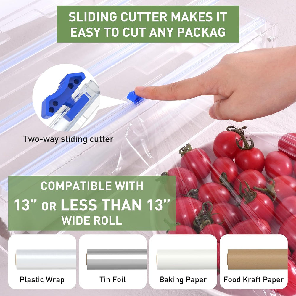 3 in 1 Clear Acrylic Foil, Plastic Wrap Organizer with Cutter