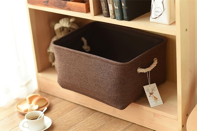 TheWarmHome Decorative Basket Rectangular Fabric Storage Bin Organizer Basket - Image 8