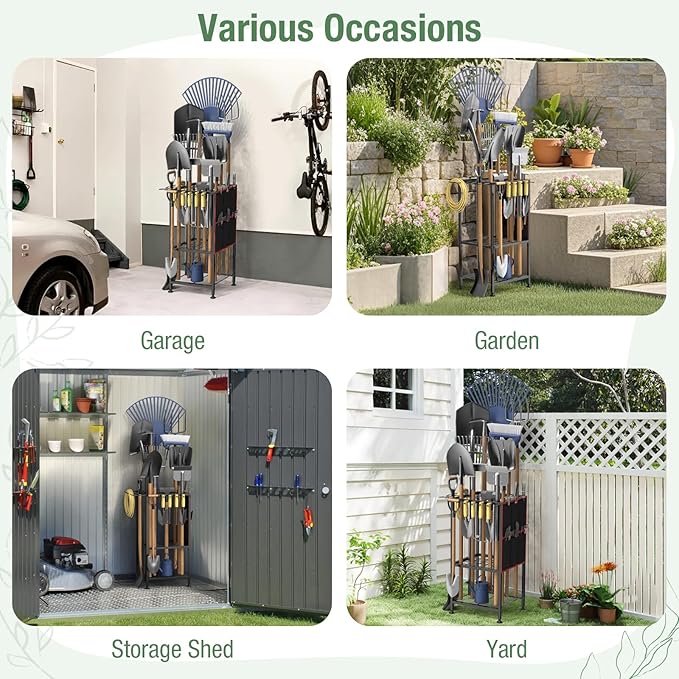 Garden Tool Organizer, Metal Yard Tool Organizer, Holds 50 Long-Handled - Image 6