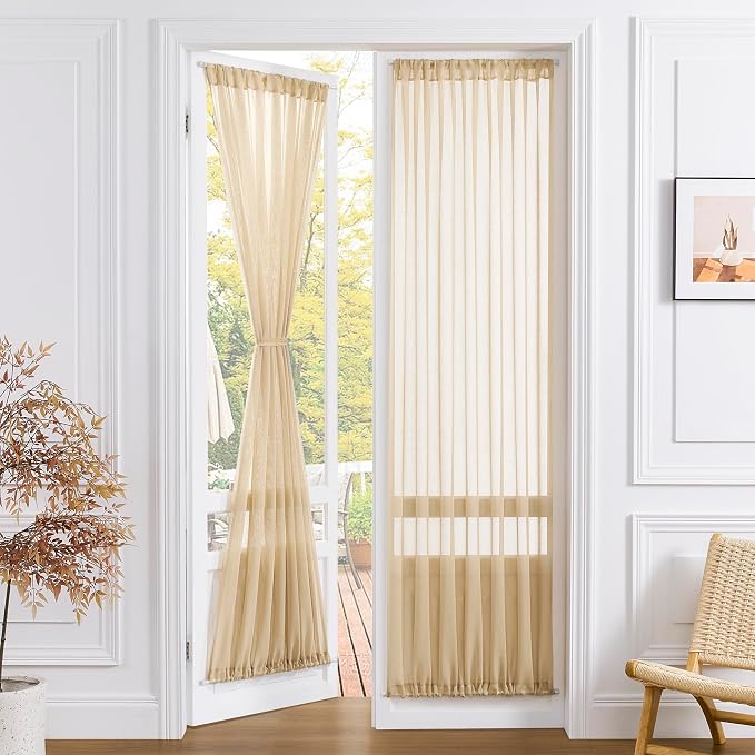 Tollpiz Sheer Door Curtains Closet Linen Textured Curtain Sheers Doorway Light by Tollpiz