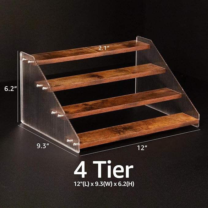 nianfeng Tiered Spice Rack, 4-Tier Spice Pantry Kitchen Cabinet Organizer - Image 2