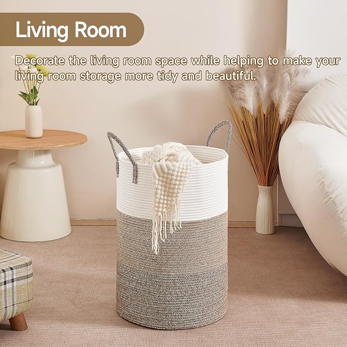 CLHMILY&Z 80L Laundry Basket Round Storage Rope Basket - Image 7