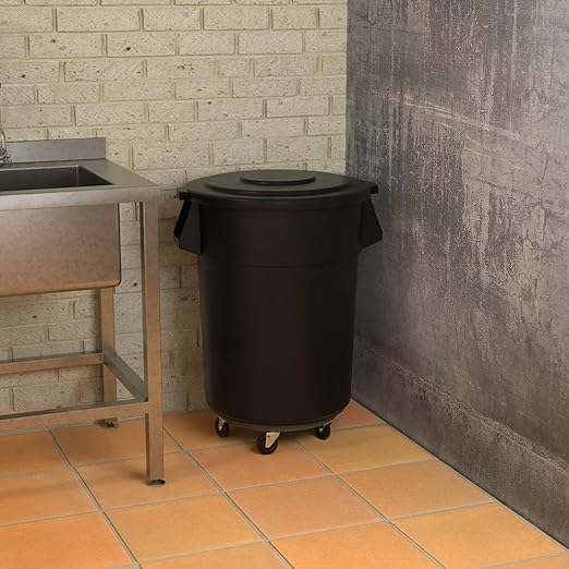 55 Gallon Black Round Commercial Trash Can - Image 4