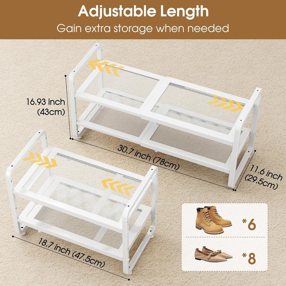 SAYZH 2-Tier Expandable Shoe Rack for Closet, Adjustable Metal Shoe Organizer...