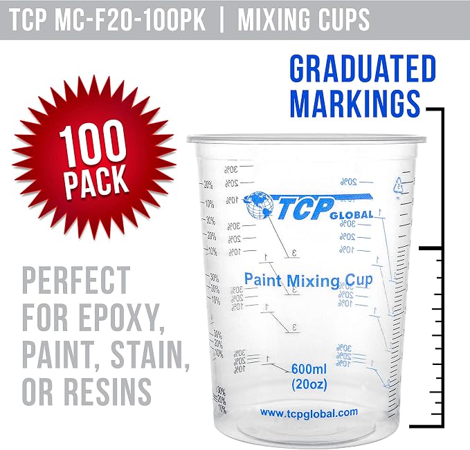 TCP Global 20 oz. Graduated Plastic Mixing Cups - Image 2