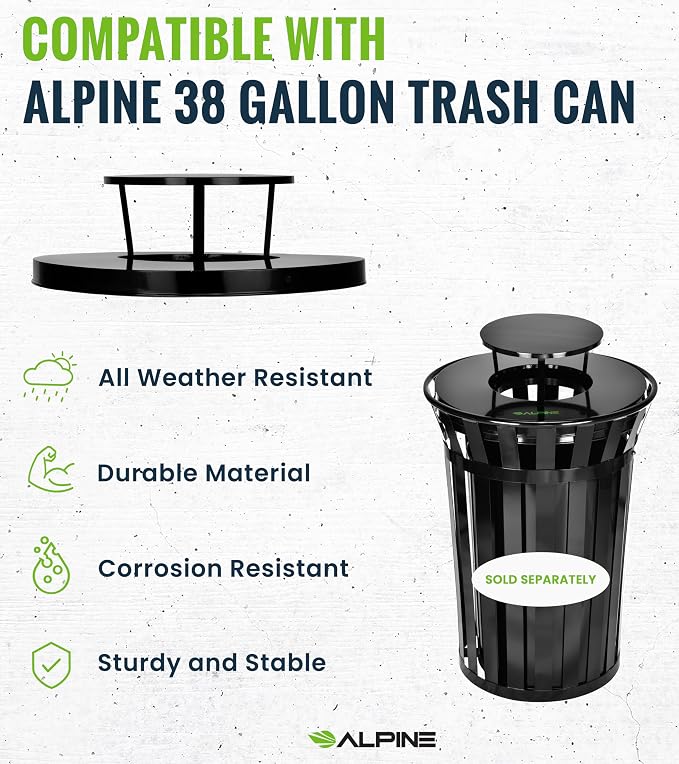 Trash can Lid for Alpine Commercial Outdoor Trash Can - Image 6