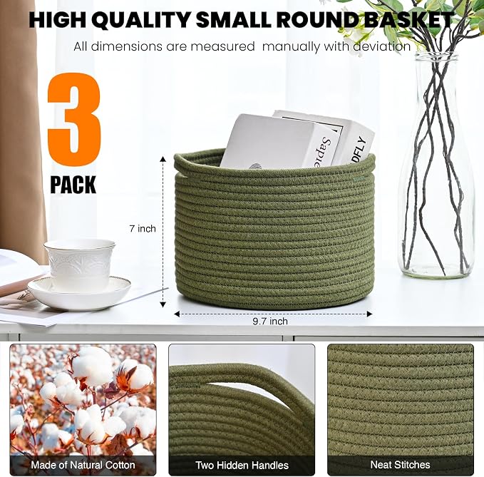 Small Storage Baskets for Organizing, Organizer Baskets for Shelves, Small - Image 3