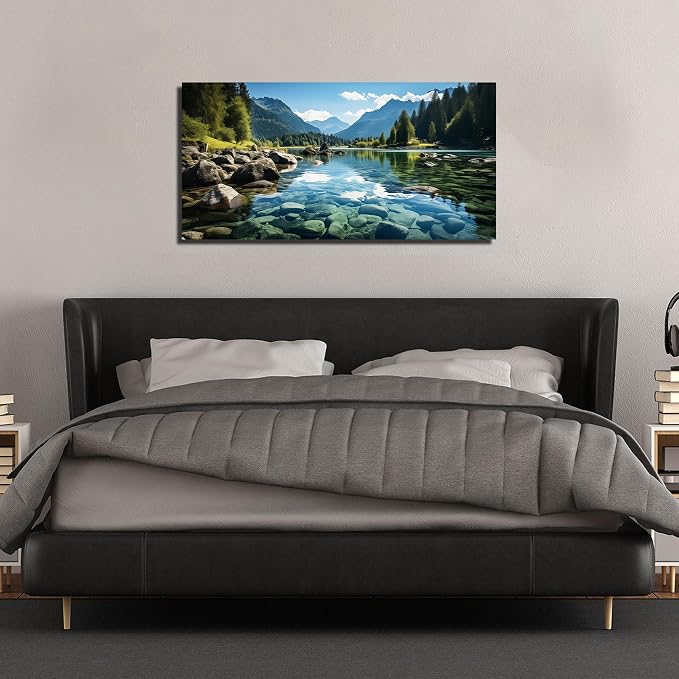 GUGIKA Landscape Wall Art for Living Room, Mountain and Lake Wall-Decor for - Image 4