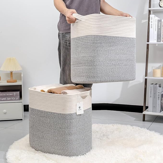 Storage Baskets for Clothes Fabric Cotton Rope Storage Basket - Image 3