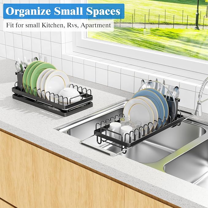 Small Dish Drying Rack Over The Sink, Compact Dish Rack - Image 8