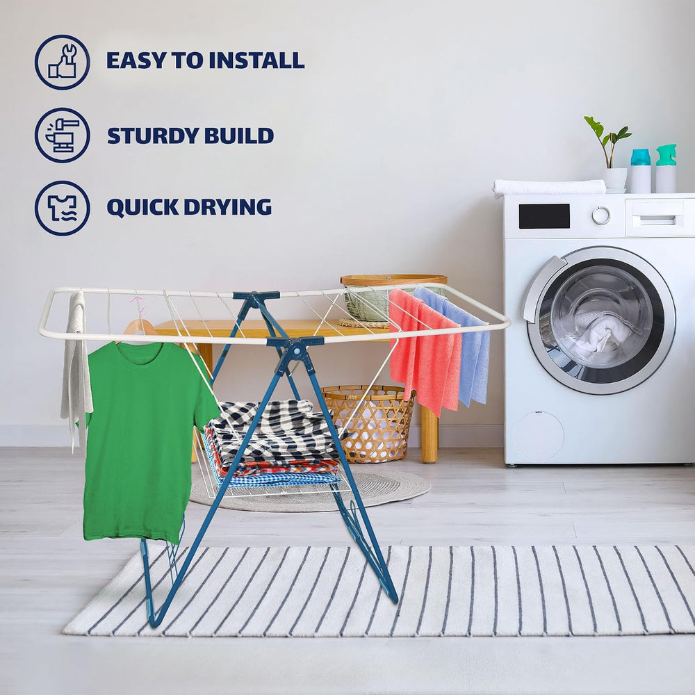 Strata Gullwing Clothes Drying Rack - White and Blue