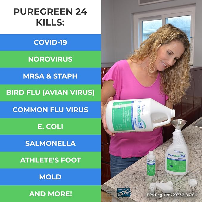 PureGreen24 Safe & Effective Disinfectant. Kills Deadly Germs including RSV - Image 2