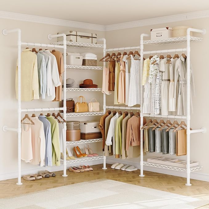 ONBRILL L4 Wall Mounted Industrial Pipe Clothing Rack, Closet Organizer System by ONBRILL