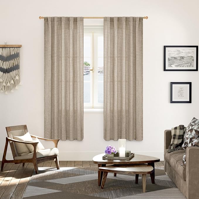 YoungsTex Dark Oatmeal Linen Curtains 72 Inches Long - Image 2