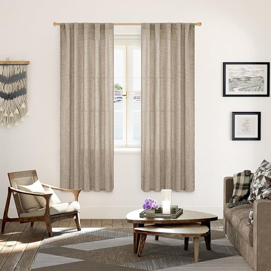 YoungsTex Dark Oatmeal Linen Curtains 72 Inches Long - Image 2