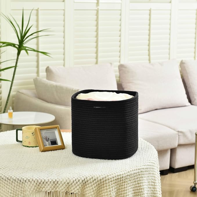 3 Pack Storage Cubes 11 Inch Cotton Rope Woven Baskets - Image 4