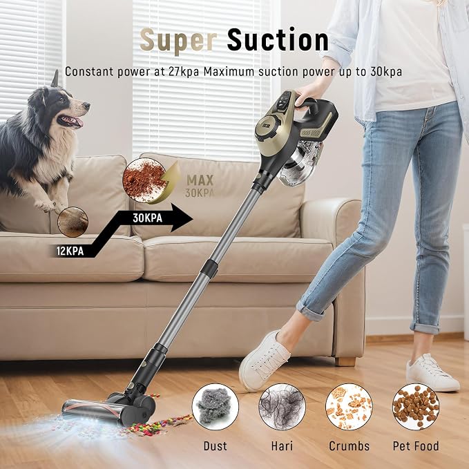 Cordless Vacuum Cleaner, 30Kpa Home Stick Vacuum, Smart Display & 1.5L Dust Cup - Image 2