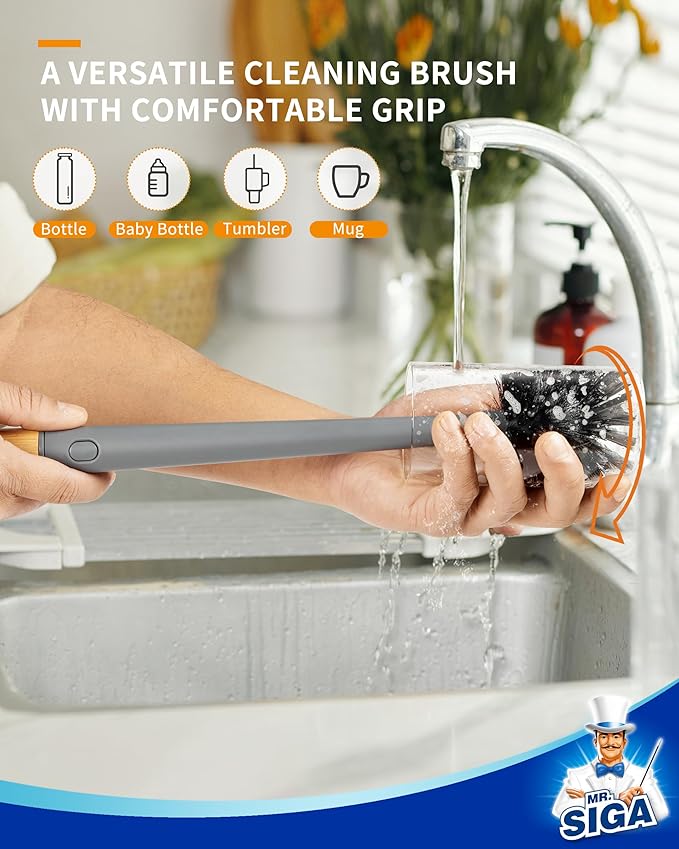 MR.SIGA Water Bottle Brush and Straw Cleaner Brush, Long Handle Bottle Cleaner - Image 4